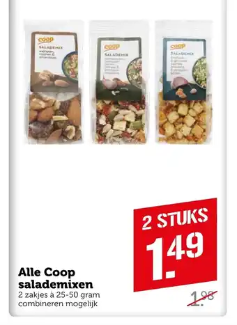 Coop Alle Coop salademixen 2 zakjes a 25-50 gram aanbieding