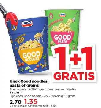 PLUS Unox Good noodles, pasta of grains 2st aanbieding