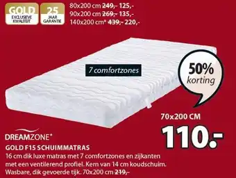 Jysk GOLD F15 SCHUIMMATRAS aanbieding