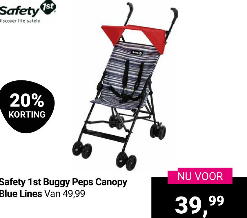 Safety 1st Buggy Peps Canopy Blue Lines aanbieding bij Van Asten