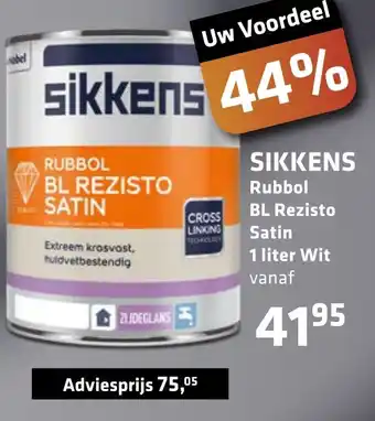 De voordeelmarkt Sikkens Rubbol Bl Rezisto Satin 1liter aanbieding