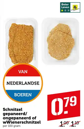 Coop Schnitzel gepaneerd/ ongepaneerd of wWienerschnitzel aanbieding