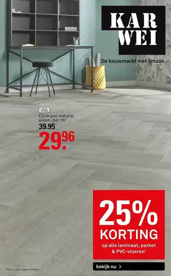 Karwei Click PVC Naturel Eiekn 25% Korting aanbieding