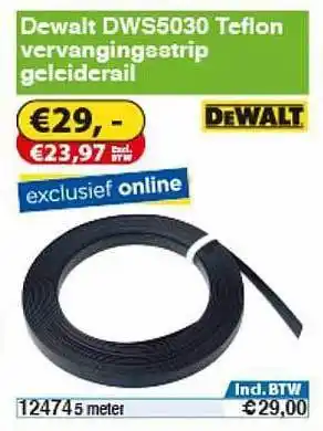 Toolstation Dewalt DWS5030 Teflon Vervangingsstrip Geleiderail aanbieding