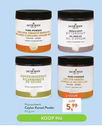 Holland & Barrett Jacob Hooy Ceylon Kaneel Poeder aanbieding