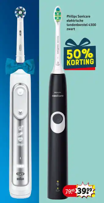 Kruidvat Philips Sonicare elektrische tandenborstel 4300 zwart aanbieding