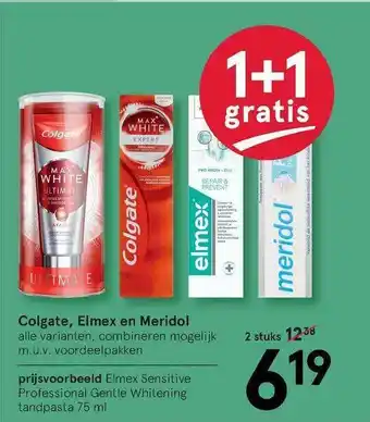 Etos Colgate, Elmex En Meridol Tandpasta 1+1 Gratis aanbieding