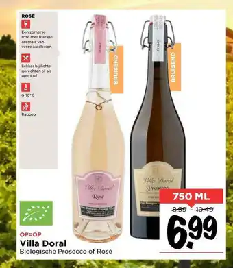 Vomar Voordeelmarkt Villa Doral Biologische Prosecco Of Rosé aanbieding