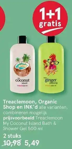 Etos Treaclemoon, Organic Shop En Ink'd 1+1 Gratis aanbieding