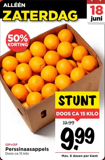 Vomar Voordeelmarkt Perssinaasappels Doos ca 15 kilo aanbieding