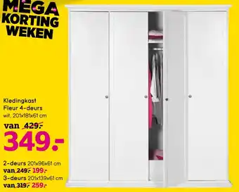 Leen Bakker Kledingkast Fleur 4-deurs aanbieding