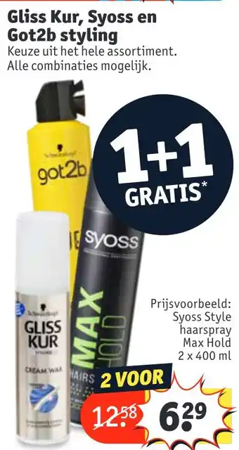 Kruidvat Gliss Kur, Syoss en Got2b styling aanbieding