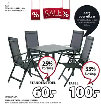 Jysk Jutlandia Maderup Tafel + Lomma Stoelen 25% aanbieding