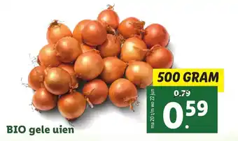 Lidl Bio gele uien 500 gram aanbieding