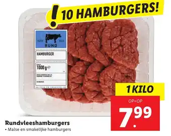 Lidl Rundvleeshamburgers 1 kilo aanbieding