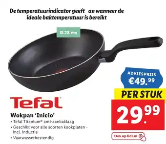 Lidl Tefal Wokpan 'Inicio' 28 cm aanbieding