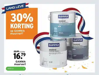 GAMMA Gamma muurverf 30% Korting 2.5 liter aanbieding