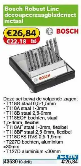 Toolstation Bosch Robust Line Decoupeerzaagbladenset Metaal aanbieding