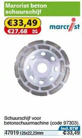 Toolstation Marcrist Beton Schuurschijf aanbieding