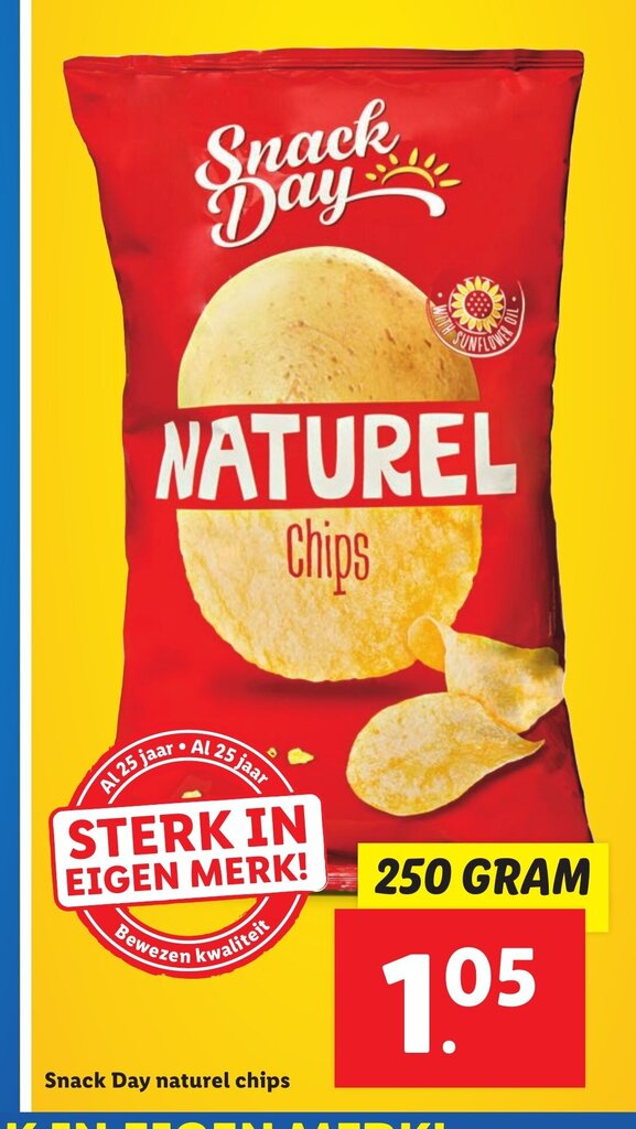 Snack Day naturel chips 250 gram aanbieding bij Lidl