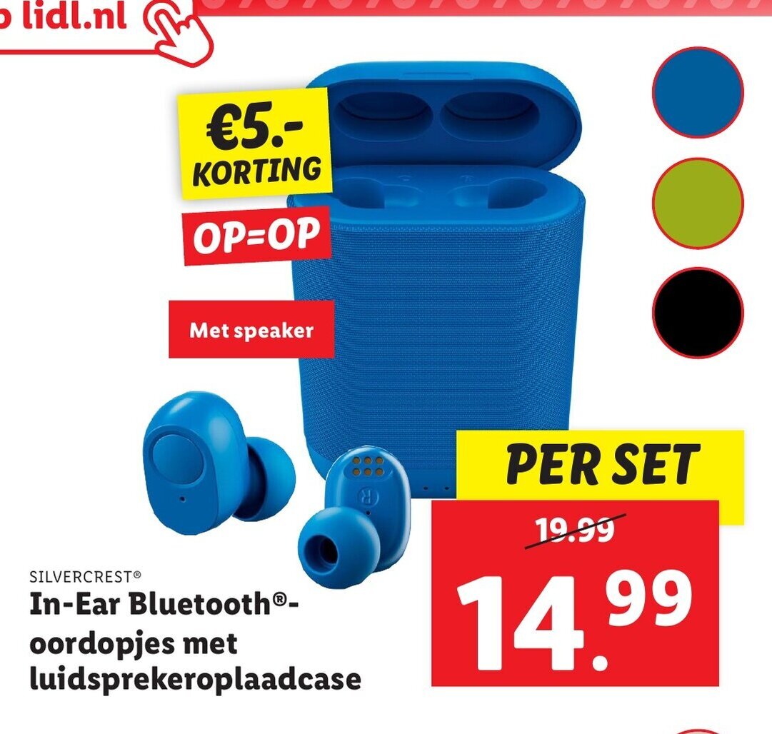 Silvercrest InEar Bluetooth oordopjes met luidsprekeroplaadcase per