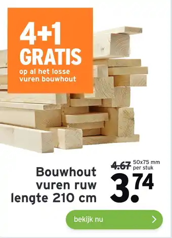 GAMMA Bouwhout vuren ruW lengte 210 cm aanbieding
