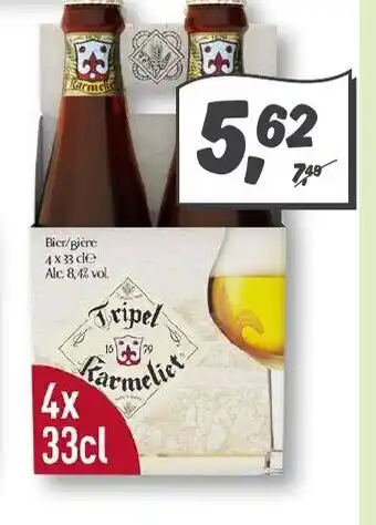 Dekamarkt Tripel Karmeliet Speciaalbier 4x33 cl aanbieding