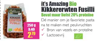 Gezond & Wel it's amazing bio kikkererwten fusilli 250 g aanbieding