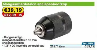 Toolstation Mangaanhardstalen Snelspanboorkop aanbieding