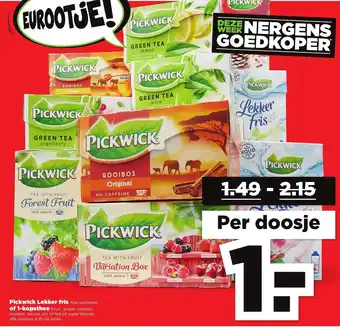 PLUS Pickwick lekker fris of 1-kopsthee aanbieding