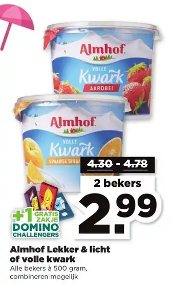 PLUS Almhof lekker & lucht of volle kwark 500g aanbieding