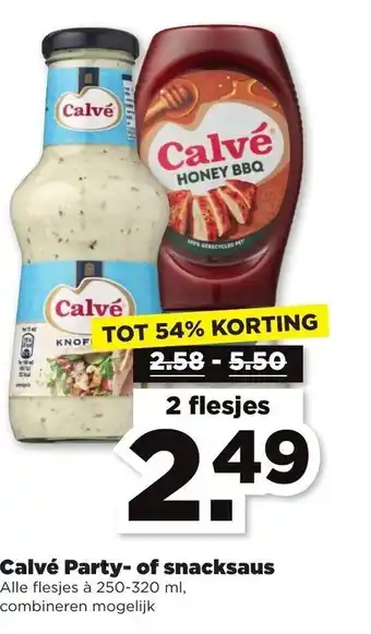 PLUS Calve party- of snacksaus 250-320ml aanbieding