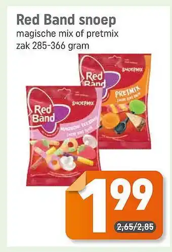 Dagwinkel Red Bband snoep zak 285-366 gram aanbieding