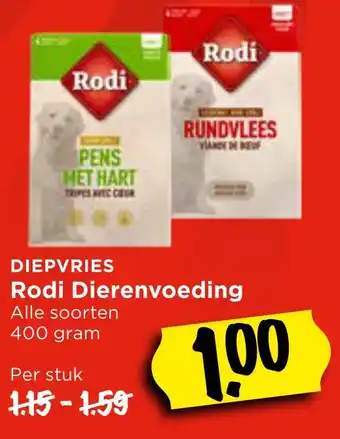 Vomar Voordeelmarkt DIEPVRIES Rodi Dierenvoeding aanbieding