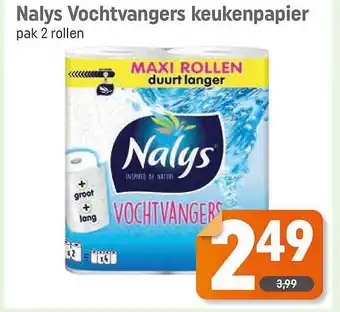 Dagwinkel Nalys vochtvangers keukenpapier pak 2 rollen aanbieding