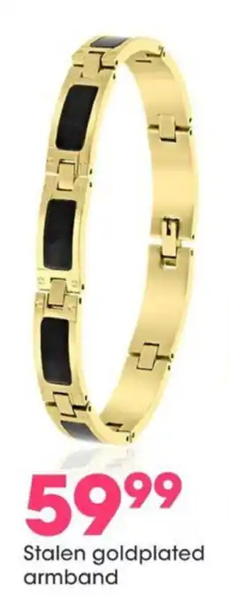 Lucardi Staal Stalen goldplated armband aanbieding