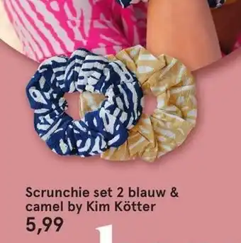 Etos Scrunchie set 2 blauw & camel by Kim Kötter aanbieding