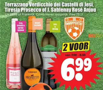 Dirk Terrazzano Verdicchio dei Castelli di Jesi, Tiresia Prosecco of J.Sablenay Rose Anjou 2*750 ml aanbieding