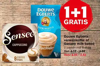 Hoogvliet Douwe Egberts verwenkoffie of Senseo milk based aanbieding