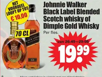 Dirk Johnnie Walker black label brended Skotch whicky of Dimple gold whisky 700 ml aanbieding