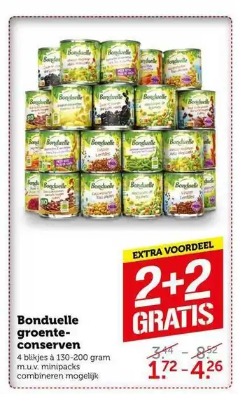 CoopCompact Bonduelle Groenteconserven 2+2 Gratis aanbieding