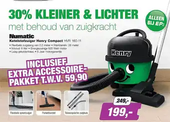 EP Numatic Ketelstofzuiger Henry Compact HVR 160-11 aanbieding