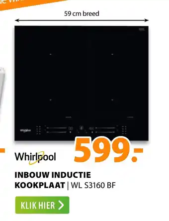 Expert Whirlpool Inbouw Inductie Kookplaat WL S3160 BF 59 cm aanbieding