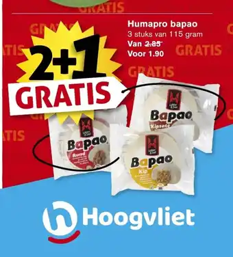 Hoogvliet Humapro bapao 3 stuks van 115 gram aanbieding