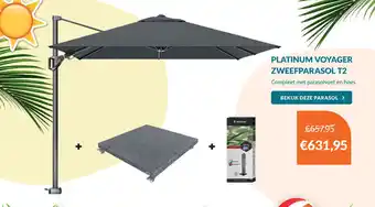 Van der Garde tuinmeubelen Platinum Voyager Zweefparasol T2 aanbieding