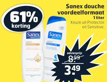 Trekpleister Sanex douche voordeelformaat 1liter aanbieding