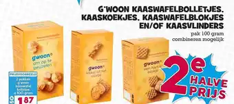 Boon`s Markt G'woon Kaaswafelbolletjes, Kaaskoekjes, Kaaswafelblokjes En-Of Kaasvlinders aanbieding