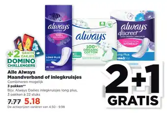 PLUS Alle Always Maandverband of inlegkruisies aanbieding