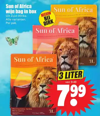 Dirk Sun of Africa wijn bag in box 3 Liter aanbieding