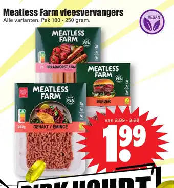 Dirk Meatless Farm vleesvervangers pak 180-250 gram aanbieding